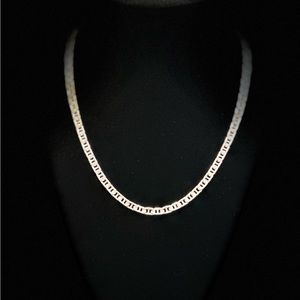 Sterling silver rectangular-link chain necklace